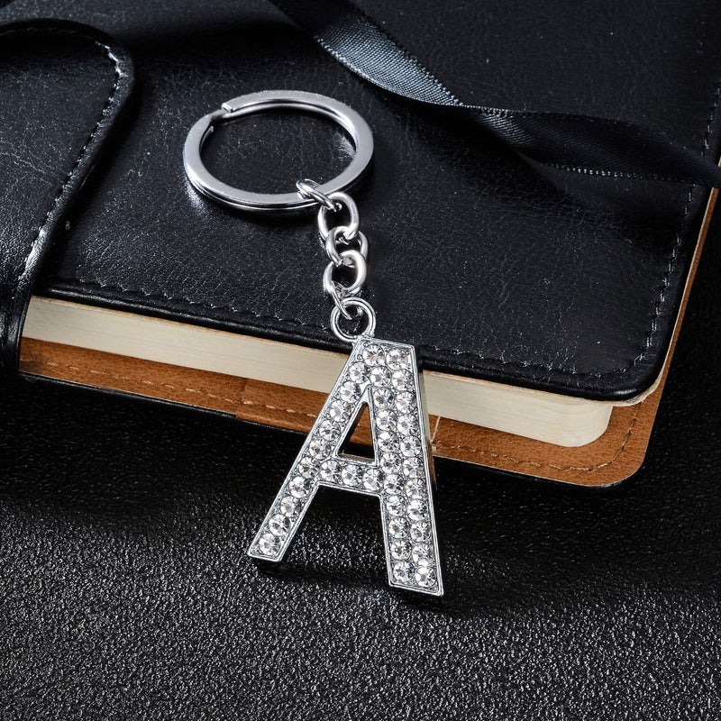 BESPMOSP A-Z Initials Letter Keychain Best Friend Gift Keychains for Women Shiny Crystal Keyring Birthday Gifts (A) - Image 2